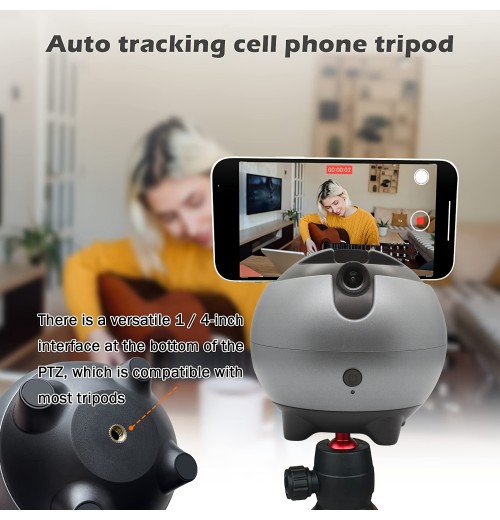 360° Auto Face Tracking Phone Holder, Smart Gesture Control, 360° & 26° Dual-axis Automatic Rotation, Phone Stabilizer For Video Recording