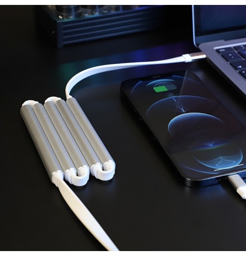 3-in-1 Portable Charger With Built-in Fast Charging Cable, Magnetic Data Cable, And Foldable Power Bank